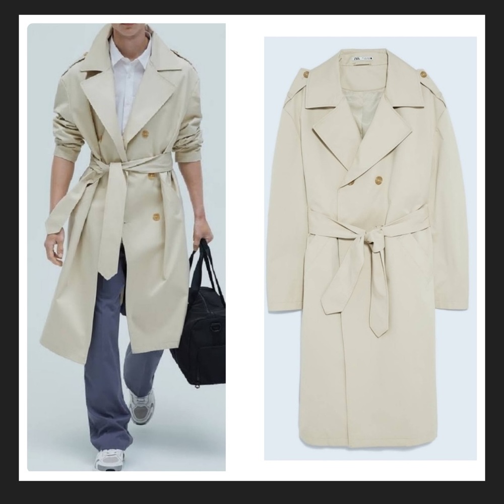 NEW Zara combination plaid trench coat oversized